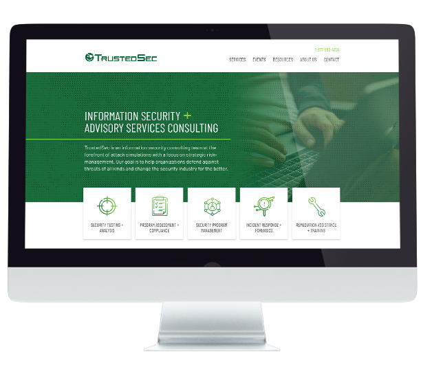 mockup of TrustedSec's website homepage