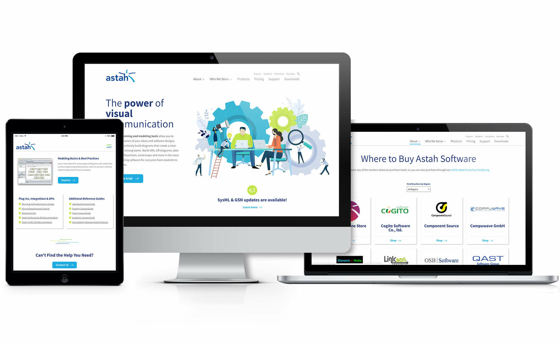 Astah website mockups