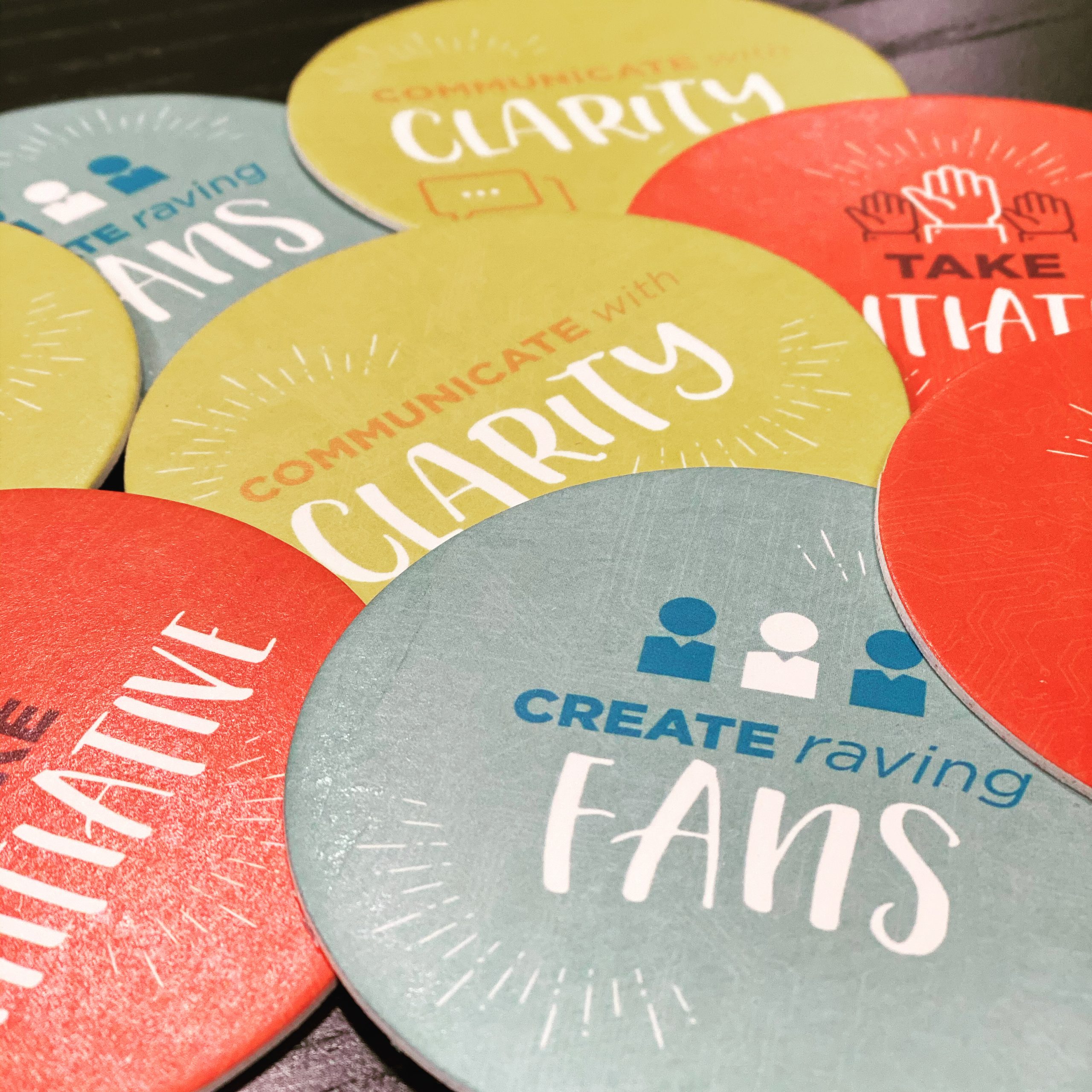 collection of Kiwi's core standards coasters